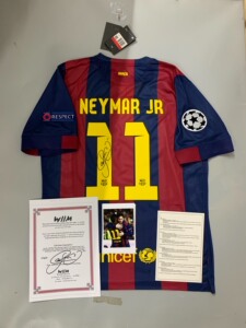 巴萨内马尔签名球衣 1415巴萨主场球衣 内马尔签名球衣 印