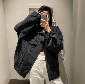 n东黑妹春秋新款牛仔外套女韩版宽松中长款复古港味春季上衣潮i