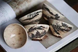 日本收藏级陶瓷器 zc 【犬山烧】山水杯五客 | 江户明治