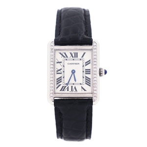 5新]卡地亚女表/cartier坦克系列精钢-后镶钻石英手表女士正品