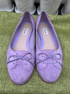 36码其乐clarks女士浅紫薰衣草色纯皮瓢鞋平底鞋船鞋 购