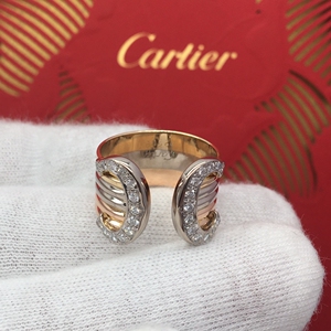 cartier卡地亚钻石戒指三色金双c天使之吻50号