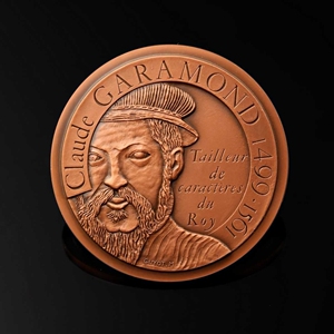 法国大铜章/稀有留边限量版/文艺fuxing字体艺术家加拉蒙