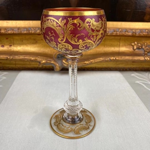 【稀有西洋古董】捷克moser水晶高脚杯,moser匠人精湛