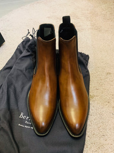 berluti手工女鞋,皮底切尔西靴,纯手工擦色经典色,全新