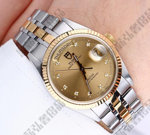 公价36900[95新]帝舵王子型18k黄金钻石自动机械男表76213-62483