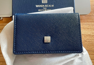 【全新万达酒店礼品】真皮蓝色对折多功能卡包,名片包,证件包.