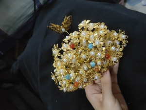 隋朝公主李静训同款闹蛾扑花冠,汉服发冠,李小孩文物同款发冠.