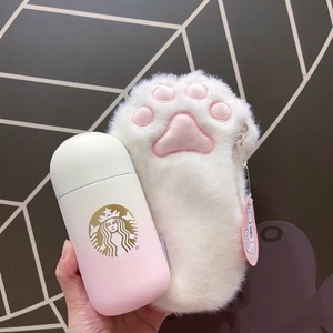 全新正品星巴克2021猫爪款可爱粉色不锈钢胶囊造型保温杯含杯