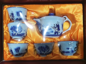 九十年代台湾建展窑精品人物茶具 全新未拆 一茶壶六茶杯 茶杯