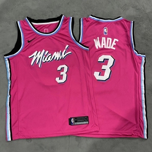 韦德3号热火城市限定粉色球衣 nba刺绣篮球服 洗过一次