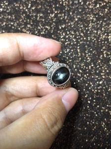 特价尼泊尔925纯银黑星石戒指