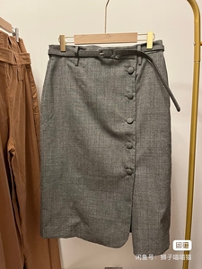 米祖L码灰色半裙，全新剪标，百分百羊毛的，薄款适合秋天穿，腰