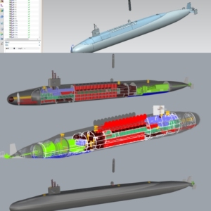 俄亥俄级核潜艇3d模型文件1:200内部结构带导弹ug,sw