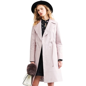 歌莉娅品牌,翻领抽绳弹力棉风衣外套,带里衬,歌莉娅品牌正品女