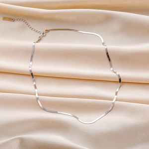 项链女款纯银S925扁蛇骨链ins冷淡风刀片链时尚锁骨链项饰品。