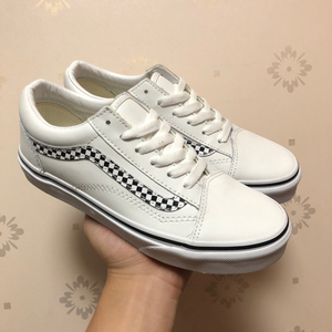 35码 vans 皮质纯白 棋盘格海鸥线 全新 支持鉴定 软