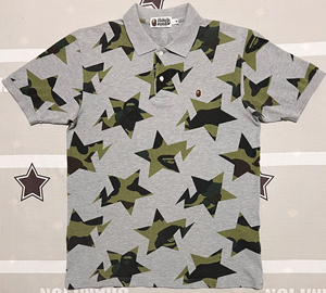 bape日产刺绣小猿头流星锤迷彩短袖polot恤马球衫木村