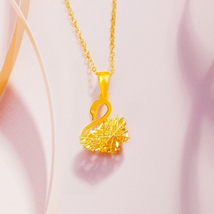 足金999项链77足金999天鹅吊坠,老庙黄金购买,有发票,假