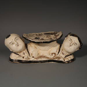 磁州窑娃娃枕 老窑瓷器 手绘瓷器 金童玉女瓷枕 阿里拍卖枕头