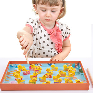 CE跨境早教益智木制钓鱼玩具数鸭子游戏儿童算术运算配对数学教具