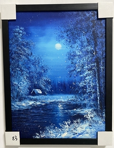 纯手绘油画(蓝月),尺寸30*40cm,入户玄关墙画走廊过道