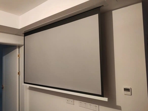 全新130寸嵌入式投影灰晶幕布带拉线金属幕布电动遥控幕布