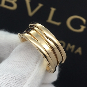 bvlgari宝格丽18k黄金三环弹簧戒指59号男戒