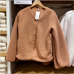 优衣库女士摇粒绒仿羊羔绒长短开衫外套夹克柔软429667