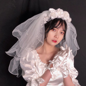 玫瑰头纱,发箍头纱,复古古董头纱婚纱,80年代婚礼婚纱配饰.