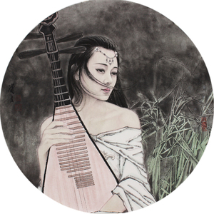 人物画潇立《秦淮八艳 ~ 董小宛》玄关装饰画国画