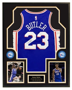 吉米巴特勒亲笔签名球衣 76人队蓝色 23号篮球服 裱框含证