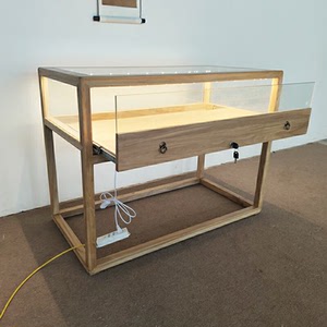 新中式实木珠宝展示柜首饰品玻璃柜台玉器文玩陈列柜免漆精品展柜