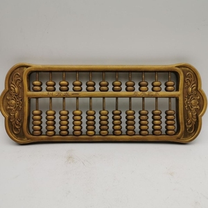 精品黄铜算盘 雕花民国三年一本万利纯铜实心算盘文房器