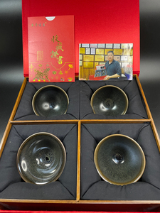 非遗传承朱信丛 限量款青禾套装no81号 全手工建盏收藏品