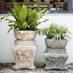 中式石墩别墅小庭院花盆摆件人造石日式创意户外花园阳台装饰布置