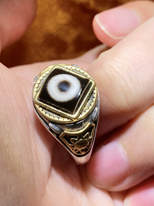 戒指 天珠戒指 西藏老料天珠 天珠断珠 断珠镶嵌 925银戒