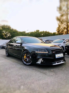05-11款奥迪a6l c6 改装 rs6 前杠 中网 后唇