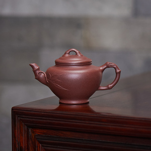 原矿紫泥竹节笑樱壶220ml实力匠人冯小莉手工制宜兴紫砂实用茶具