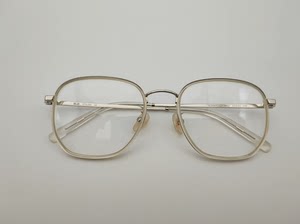 木九十旗下Aojo时尚银色透明夹心方框眼镜架眼镜框