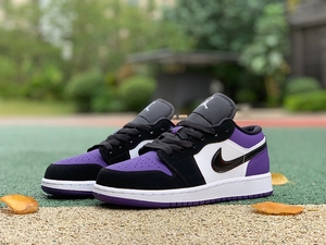 正品air jordan 1 耐克aj1黑紫脚趾葡萄低帮男女篮球鞋553560-125