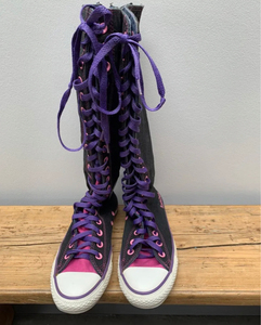 converse all star匡威长筒黑紫帆布鞋罕见款3