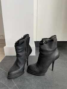 verocuoio意大利牛皮恨天高短靴黑色,37码前加掌2c