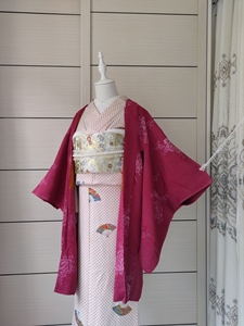 羽织和服长款大正风时代物牡丹柄日本制汉服布料