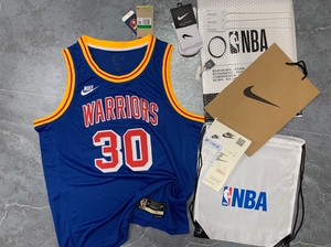 nike nba 勇士队蓝色库里30号球衣 汤姆森11号球衣