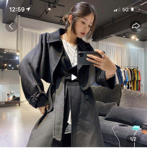 n东黑妹儿家快手直播羊毛大衣两穿设计里面是马甲m码