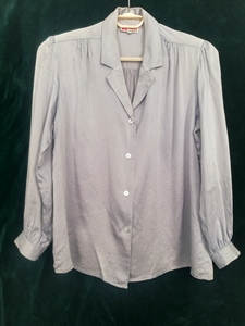 八十年代服装真丝素缎长袖女衬衫浅紫色 八十年代末上海仙霞服装