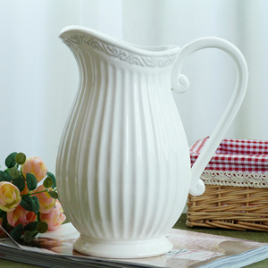 摆饰地中海简约现代白色陶瓷花壶花瓶 家居摆设工艺品