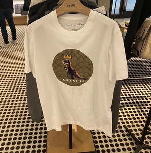 00tb9545256009淘宝coach短袖t恤m码 白色老花小恐龙短
