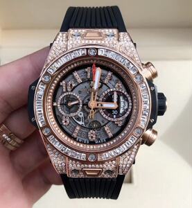 5新]宇舶大爆炸18k玫瑰金411.ox.1180.rx后镶钻自动机械男表